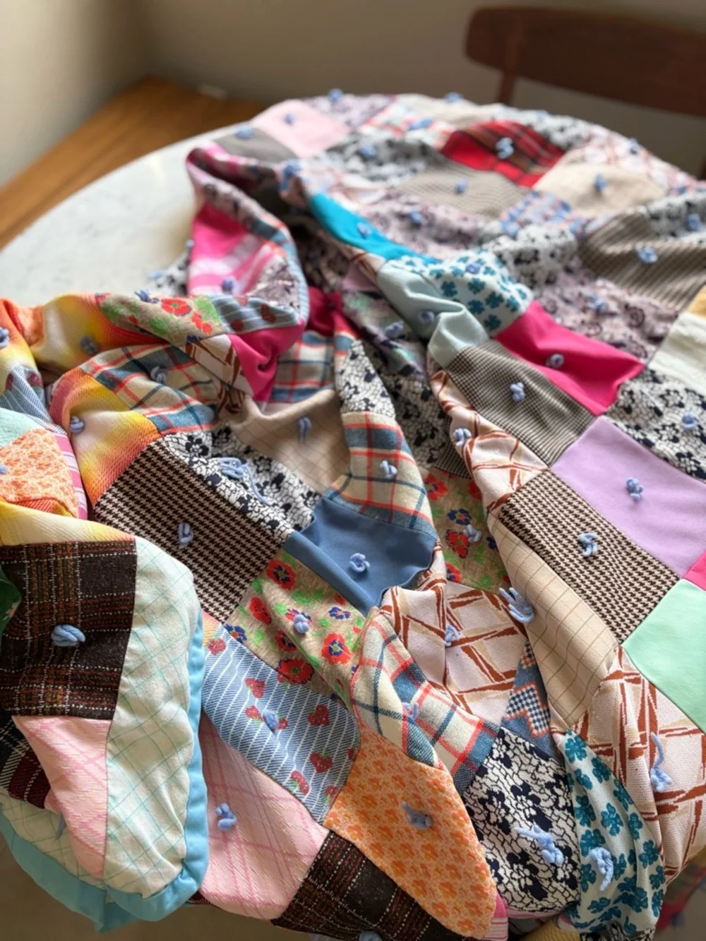 Vintage Colorful Handmade Patchwork Quilt - Multicolor
